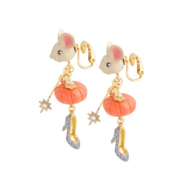 Juicy Grape 925 Silver Needle  Hand Painted Enamel Cute Mouse Stud Earrings Pumpkin Crystal Shoe For Women - Image 2
