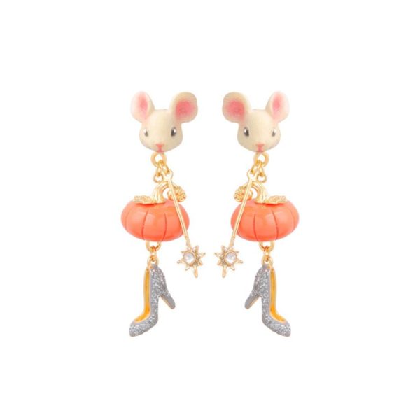 Juicy Grape 925 Silver Needle  Hand Painted Enamel Cute Mouse Stud Earrings Pumpkin Crystal Shoe For Women - Image 5