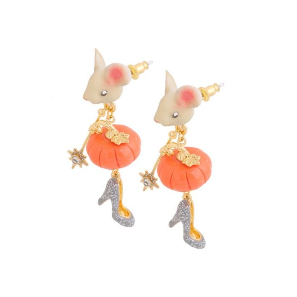 Juicy Grape 925 Silver Needle  Hand Painted Enamel Cute Mouse Stud Earrings Pumpkin Crystal Shoe For Women - Image 6