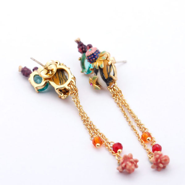 Juicy Grape Cactus Teal Crystal Tassel Long Stud Earrings Fashion Jewelry Women Charm Jewellery Boucle D Oreille Earrings - Image 2