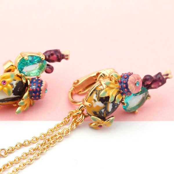 Juicy Grape Cactus Teal Crystal Tassel Long Stud Earrings Fashion Jewelry Women Charm Jewellery Boucle D Oreille Earrings - Image 4