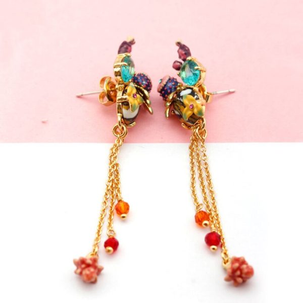 Juicy Grape Cactus Teal Crystal Tassel Long Stud Earrings Fashion Jewelry Women Charm Jewellery Boucle D Oreille Earrings - Image 6
