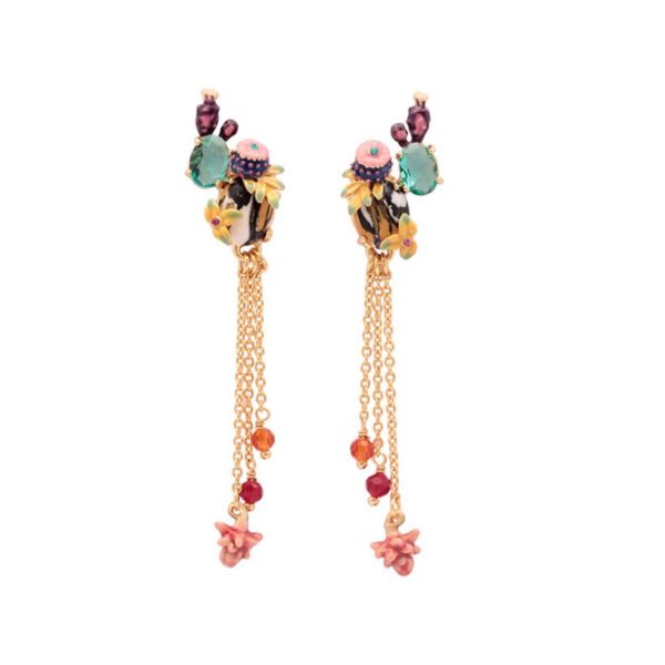 Juicy Grape Cactus Teal Crystal Tassel Long Stud Earrings Fashion Jewelry Women Charm Jewellery Boucle D Oreille Earrings