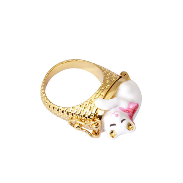 Juicy Grape Christmas Sweet Sleep Cat Enamel Ring Rich Color Open Close Delicate Design Ring Women Fashion Charm Jewelry - Image 2