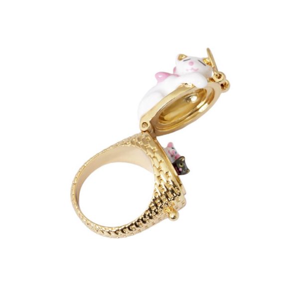 Juicy Grape Christmas Sweet Sleep Cat Enamel Ring Rich Color Open Close Delicate Design Ring Women Fashion Charm Jewelry - Image 4