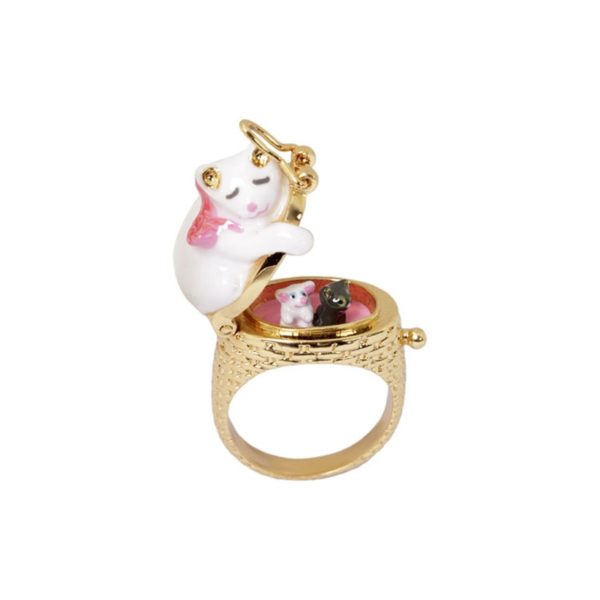 Juicy Grape Christmas Sweet Sleep Cat Enamel Ring Rich Color Open Close Delicate Design Ring Women Fashion Charm Jewelry