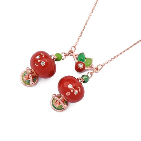 Juicy Grape Cute children's fun hand-painted fruit pendant necklace female European and American copper gilded Necklace - Image 2