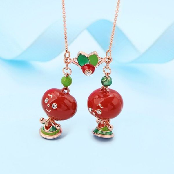 Juicy Grape Cute children's fun hand-painted fruit pendant necklace female European and American copper gilded Necklace - Image 3