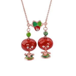 Juicy Grape Cute children's fun hand-painted fruit pendant necklace female European and American copper gilded Necklace
