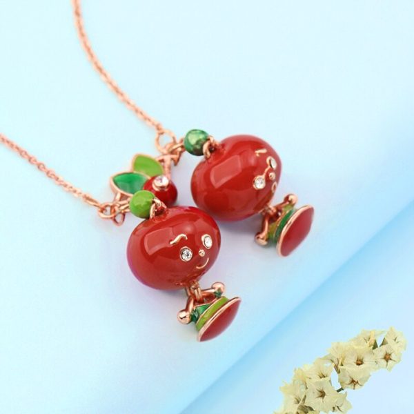 Juicy Grape Cute children's fun hand-painted fruit pendant necklace female European and American copper gilded Necklace - Image 5