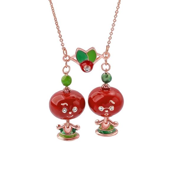 Juicy Grape Cute children's fun hand-painted fruit pendant necklace female European and American copper gilded Necklace