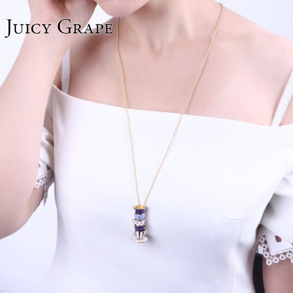 Juicy Grape Hand Painted Enamel Necklace Jewelry Teacup Pendant Long Chain Choker Necklace Bijoux Femme Bijuteria Women - Image 3