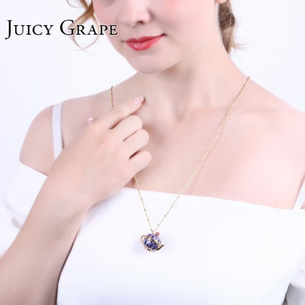 Juicy Grape Hand Painted Teapot Pendant Long Chain Choker Enamel Necklace Fashion Jewelry Bijoux Femme Bijuteria Gifts For Women - Image 2