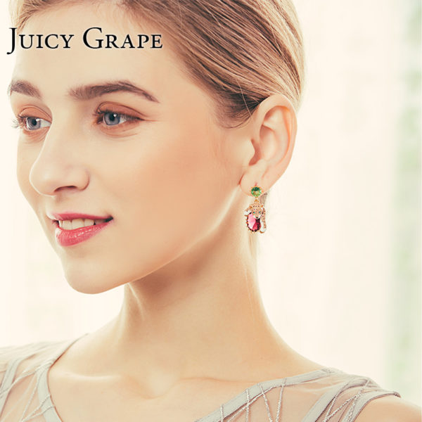 Juicy Grape Leopard Red Cristal Sexy Elegant Stud Earrings Women 2019 Enamel Gilded Fashion Trendy Animal Jewellery - Image 2