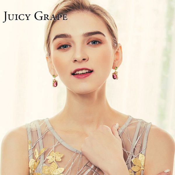 Juicy Grape Leopard Red Cristal Sexy Elegant Stud Earrings Women 2019 Enamel Gilded Fashion Trendy Animal Jewellery - Image 3