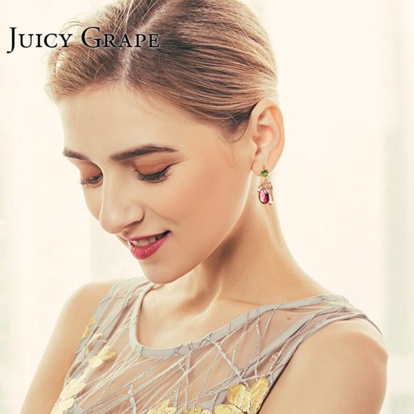 Juicy Grape Leopard Red Cristal Sexy Elegant Stud Earrings Women 2019 Enamel Gilded Fashion Trendy Animal Jewellery - Image 4