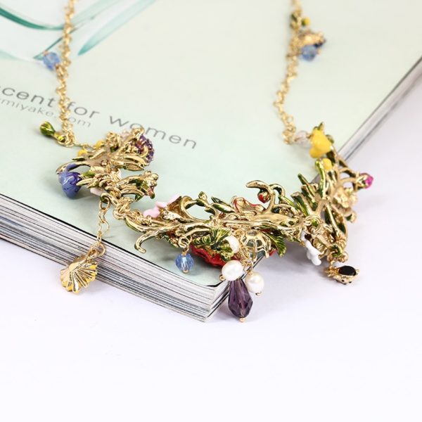 Juicy Grape Rosary Garden Series Blooming Flowers Enamel Necklace Gilded Chokers For Women 2019 Christmas Gift Luxury Jewellery - Image 2