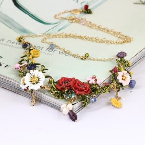 Juicy Grape Rosary Garden Series Blooming Flowers Enamel Necklace Gilded Chokers For Women 2019 Christmas Gift Luxury Jewellery