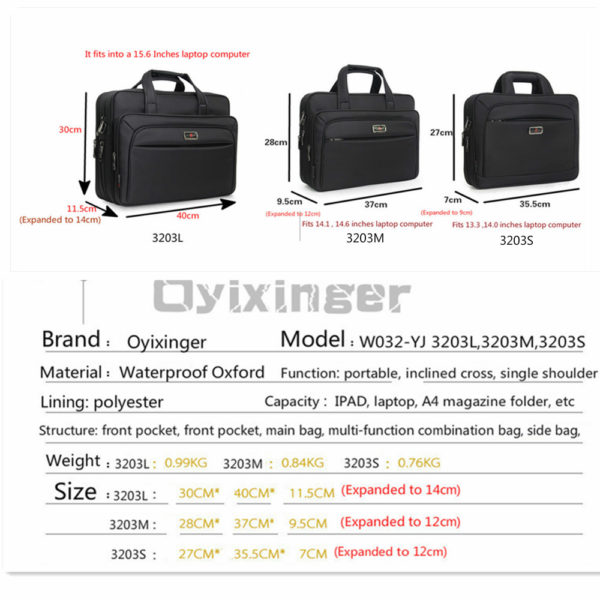 Large Capacity Men Single Shoulder Bag 14" 15" 16 Inche Travel Bag Men's casual fashion Handbags Business Briefcase Laptop Bag - Image 4