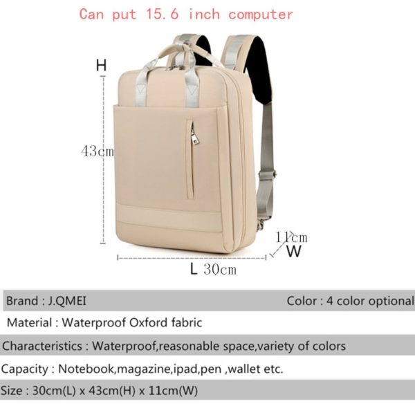 Large Capacity Men Waterproof Nylon Bag Women 15.6 Inch Laptop Backpack With Charging Port School Bags For Teenage Girl Boy 2019 - Image 5