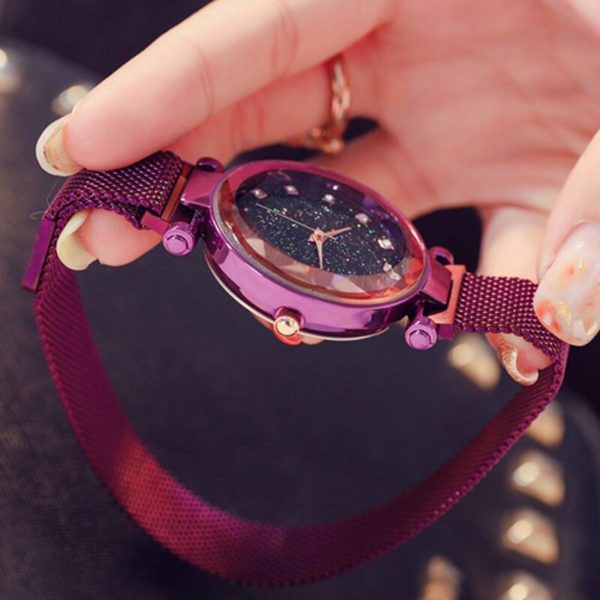 Luxury Brand Ladies Watch Star Sky Diamond Bracelet Quartz Women Watches Magnetic Dress Rose Gold Wristwatch relogio feminino - Image 4