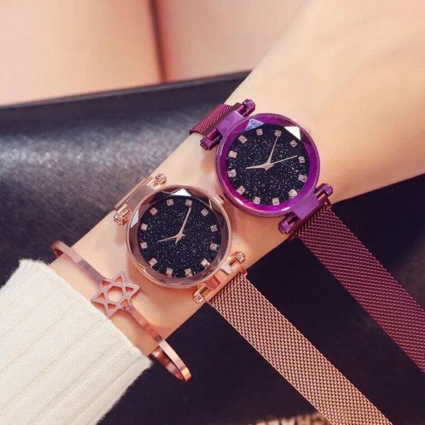 Luxury Brand Ladies Watch Star Sky Diamond Bracelet Quartz Women Watches Magnetic Dress Rose Gold Wristwatch relogio feminino - Image 5