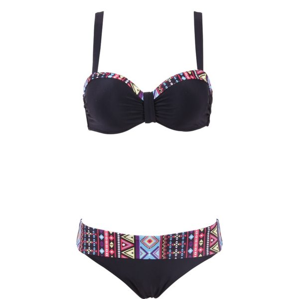 New Arrival Sexy  Women Swimsuit Push Up  Print Patchwork Bikini Set Beach - Image 3