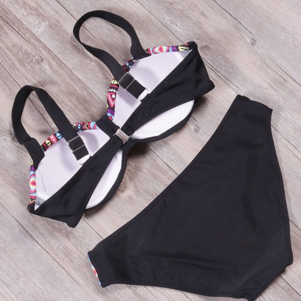 New Arrival Sexy  Women Swimsuit Push Up  Print Patchwork Bikini Set Beach - Image 6
