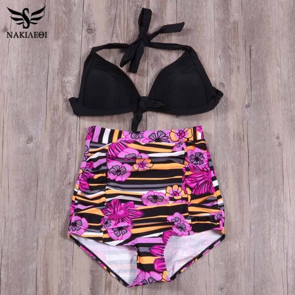 New Bandage Sexy Women Swimsuit High Waisted Bathing Suit Push Up Bikini Set Print Plus Size - Image 2