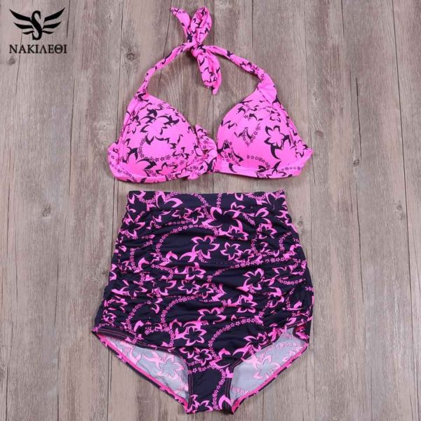 New Bandage Sexy Women Swimsuit High Waisted Bathing Suit Push Up Bikini Set Print Plus Size - Image 3