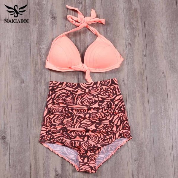 New Bandage Sexy Women Swimsuit High Waisted Bathing Suit Push Up Bikini Set Print Plus Size - Image 4
