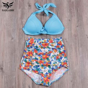 New Bandage Sexy Women Swimsuit High Waisted Bathing Suit Push Up Bikini Set Print Plus Size