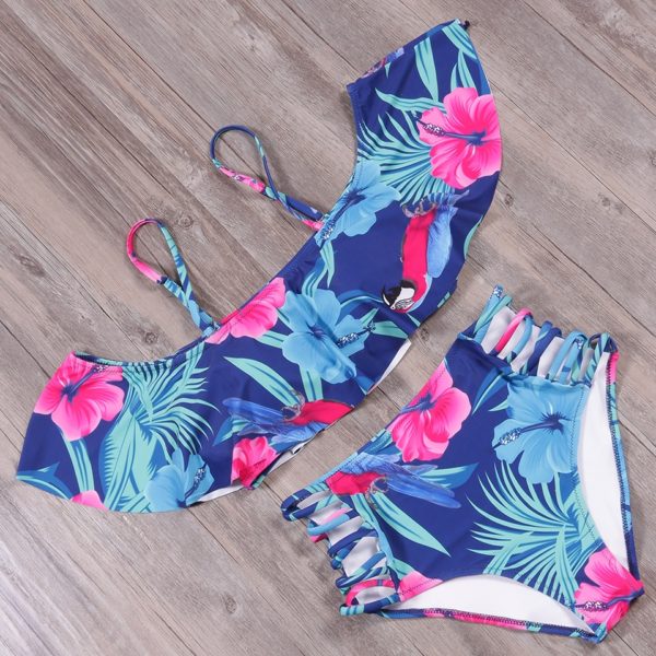 NAKIAEOI  Sexy Bikinis Women High Waist  Push Up Swimwear Flower Print Ruffle  Set Beach Wear Bathing Suit - Image 2