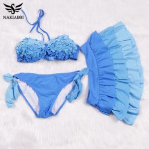 NAKIAEOI Newest Sexy Bandeau  Women Swimsuit Push Up  Brazilian Bikini Set Beach Bathing Suit Swim Wear S~XL