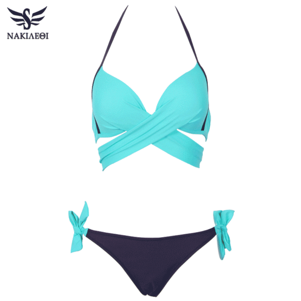 Sexy Bikini Women  Push Up Swimwear Criss Cross Bandage Halter  Set Beach Bathing Suit - Image 6