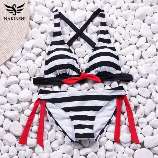 Sexy Bikinis Women  Swimwear Halter Top Plaid Brazillian  Set Bathing Suit Summer - Image 6