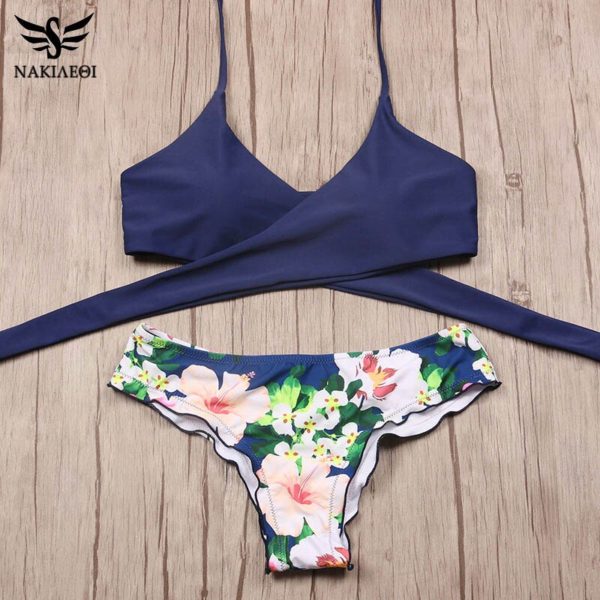Sexy Cross Brazilian  Women Swimwear  Push Up Bikini Set Halter Top Beach Bathing Suits - Image 5
