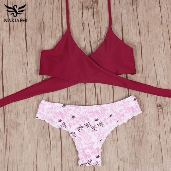 Sexy Cross Brazilian  Women Swimwear  Push Up Bikini Set Halter Top Beach Bathing Suits - Image 6