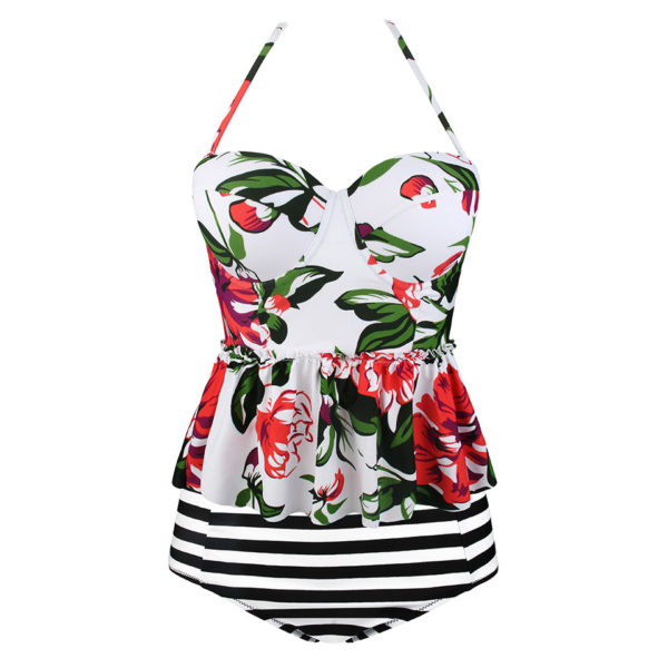 Sexy New Swimsuit Women Sets Vintage Beach Wear Bathing Suits Flower Print Tankini Bandage Monokini - Image 4
