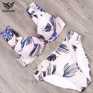 NAKIAEOI  Sexy Leaf Bikinis Set Women Swimwear Summer Bathing Suit  Beachwear S~XL