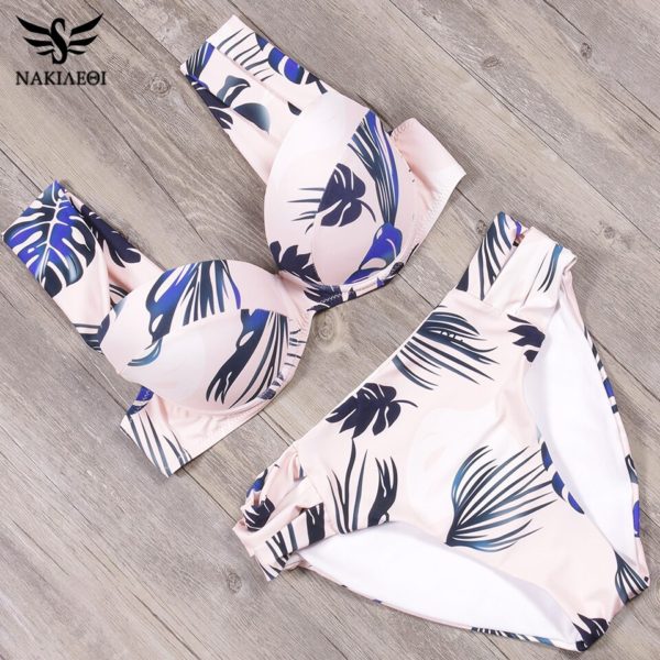 NAKIAEOI  Sexy Leaf Bikinis Set Women Swimwear Summer Bathing Suit  Beachwear S~XL