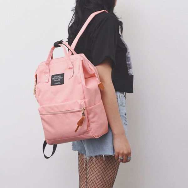 Unisex Solid Backpack Letter Print Schoolbag Travel Double Shoulder Zipper Bags Nylon Waterproof Anti-theft Backpacks 10Aug 28 - Image 3