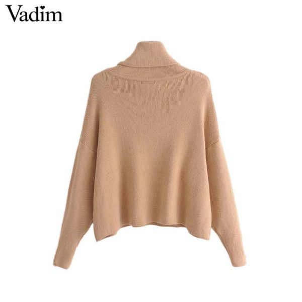 Vadim basic solid knitted loose short sweaters oversized buttons long sleeve stretchy pullovers female casual chic tops HA145 - Image 4