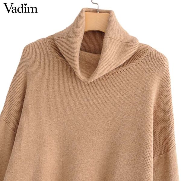 Vadim basic solid knitted loose short sweaters oversized buttons long sleeve stretchy pullovers female casual chic tops HA145 - Image 5