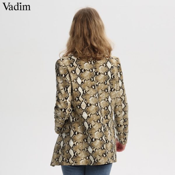 Vadim vintage snake print blazer pockets Notched collar long sleeve coat outerwear female retro loose casaco feminines CA154 - Image 2