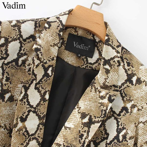 Vadim vintage snake print blazer pockets Notched collar long sleeve coat outerwear female retro loose casaco feminines CA154 - Image 5