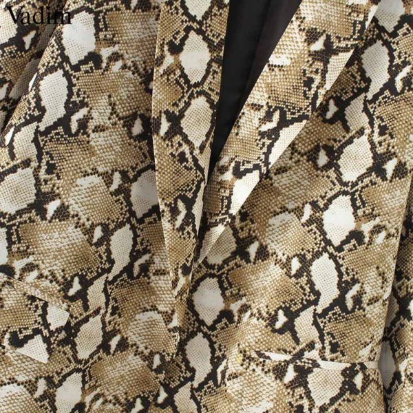 Vadim vintage snake print blazer pockets Notched collar long sleeve coat outerwear female retro loose casaco feminines CA154 - Image 6