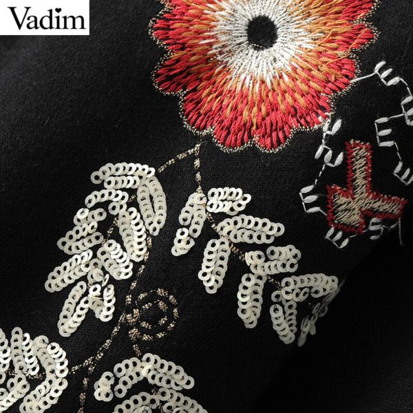 Vadim vintage totem geometric embroidery hooded sweatshirt oversized sequined long sleeve pullover casual tops sudaderas SW1211 - Image 5