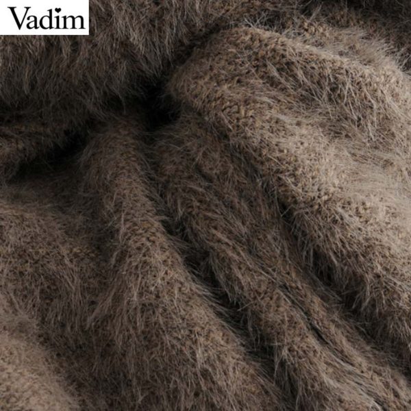 Vadim women basic Mohair knitted sweater short style long sleeve vintage loose warm pullovers female solid casual tops HA171 - Image 6