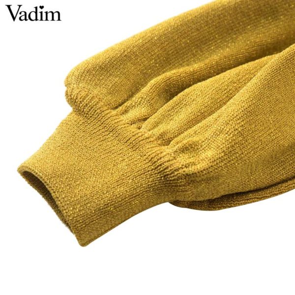 Vadim women basic hooded knitted sweatshirts long sleeve short style pleated pullovers female loose elastic cute tops HA013 - Image 5